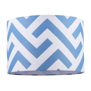 Contemporary Sky Blue Fabric Lamp Shade with Geometric Chevron Pattern