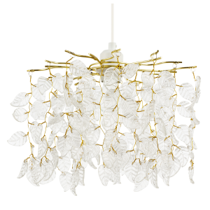 Clear Glass Leaf Cascading Chandelier Pendant Shade in Gold Plated