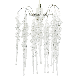 Waterfall Style Pendant Light Shade with Cascading Clear Icicle Drops