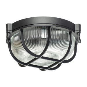 Industrial Inspired Outdoor IP65 Matte Black Flush Ceiling Light