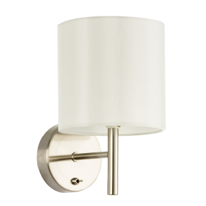 Modern Bedside Wall Lamp in Satin Nickel with Toggle Switch and Shade