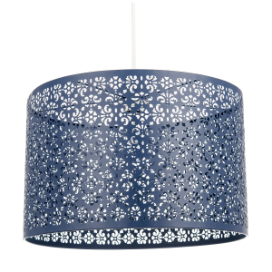 Moroccan Designed Large Midnight Blue Pendant Shade with Floral Decor