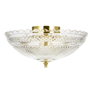 Traditional Antique Brass Ceiling Light with Clear Textured Glass