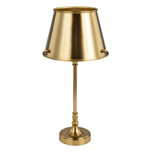 Traditional and Timeless Aged Brass Table Lamp with Unique Metal Shade