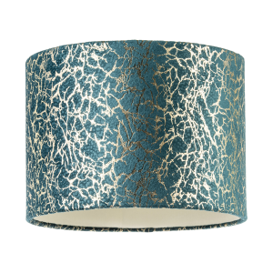 Emerald Green Teal Blend Velvet Fabric Lamp Shade with Shiny Gold Foil