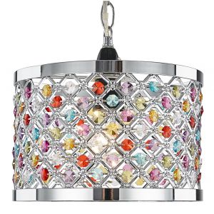 Modern Sparkly Ceiling Pendant Light Shade with Multi-Coloured Beads